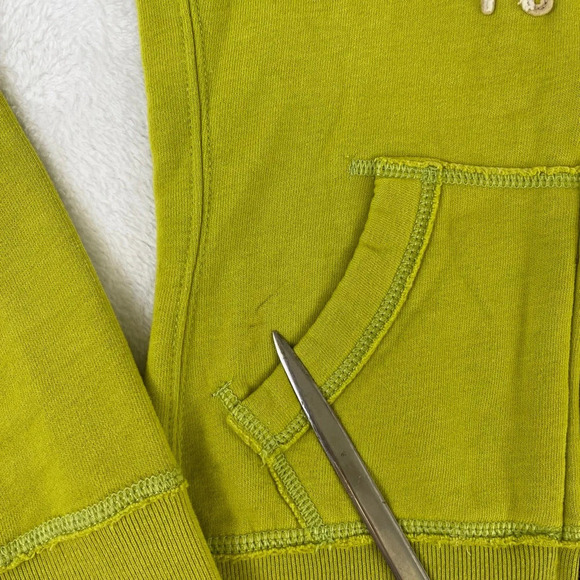 Vintage Abercrombie Size XL Hoodie Sweatshirt Lime Green A&F Preppy Double Zip - Picture 3 of 11